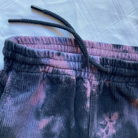 Purple Black Tie-Dye Corduroy Jogger Pants XS 100% Cotton (Teddy Fresh) - Picture 4 of 12